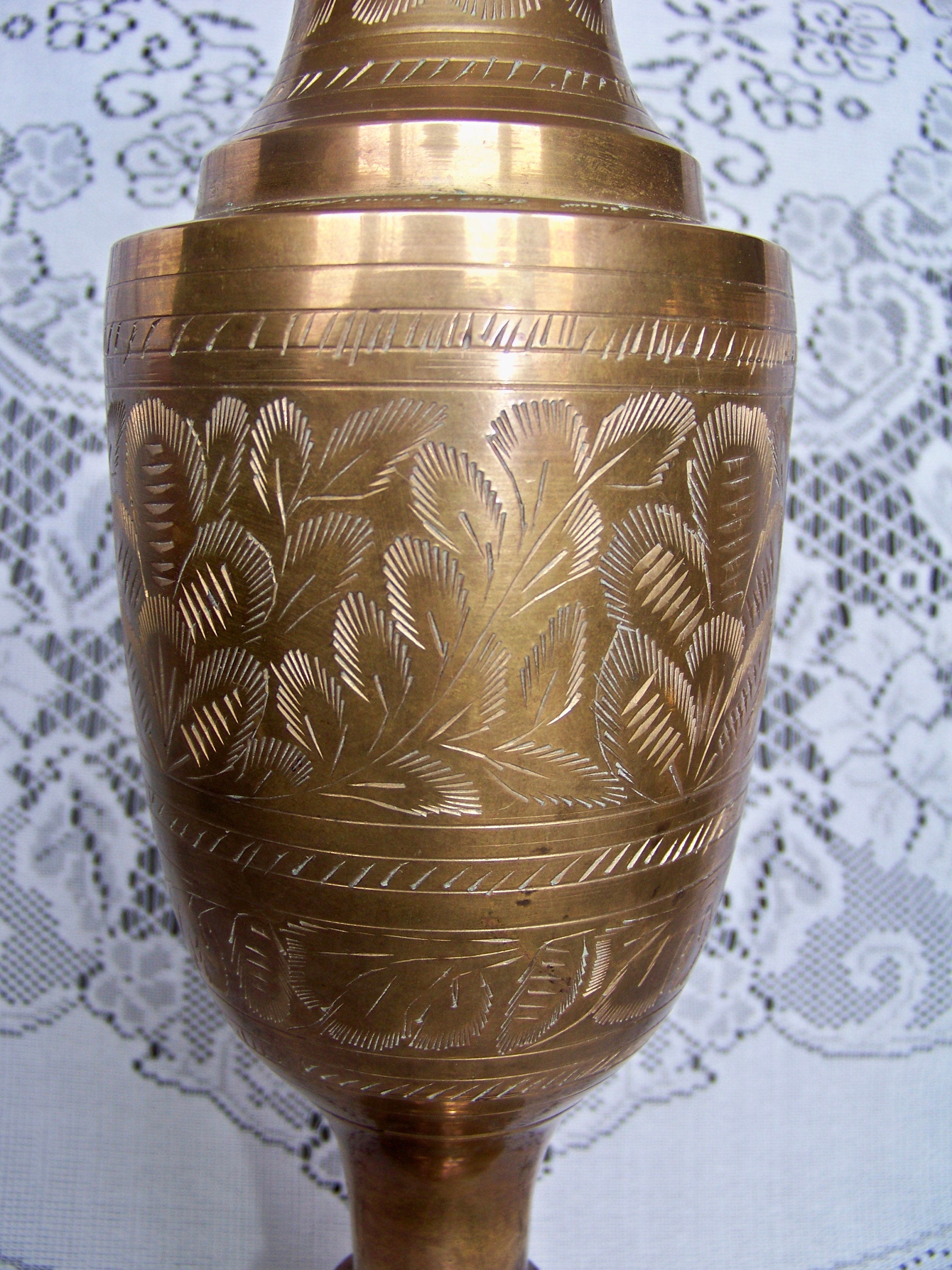 Brass Vase 14 Etched Decorative Brass Flower Vase Made in India 