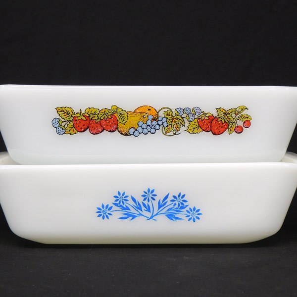 Vintage Bakeware Bread Pan or Loaf Pan Anchor Hocking Fire King Natures Bounty OR Blue Cornflower 8 3/4" x 5"