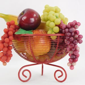 Red wire fruit bowl display basket catchall