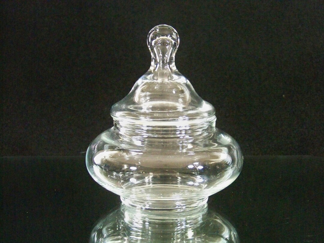 Vintage Clear Glass Jar With Lid, Vintage Apothecary Jar, Candy Dish