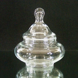 Vintage Clear Glass Jar with Lid, Vintage Apothecary Jar, Candy Dish, Glass Terrarium Bowl