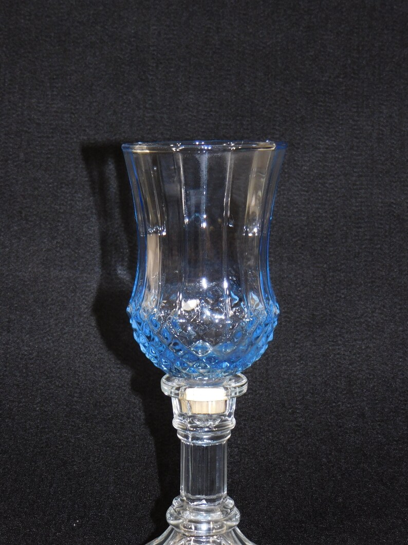 Vintage Blue Glass Diamond Cut Votive Cup Candle Holder Home Etsy
