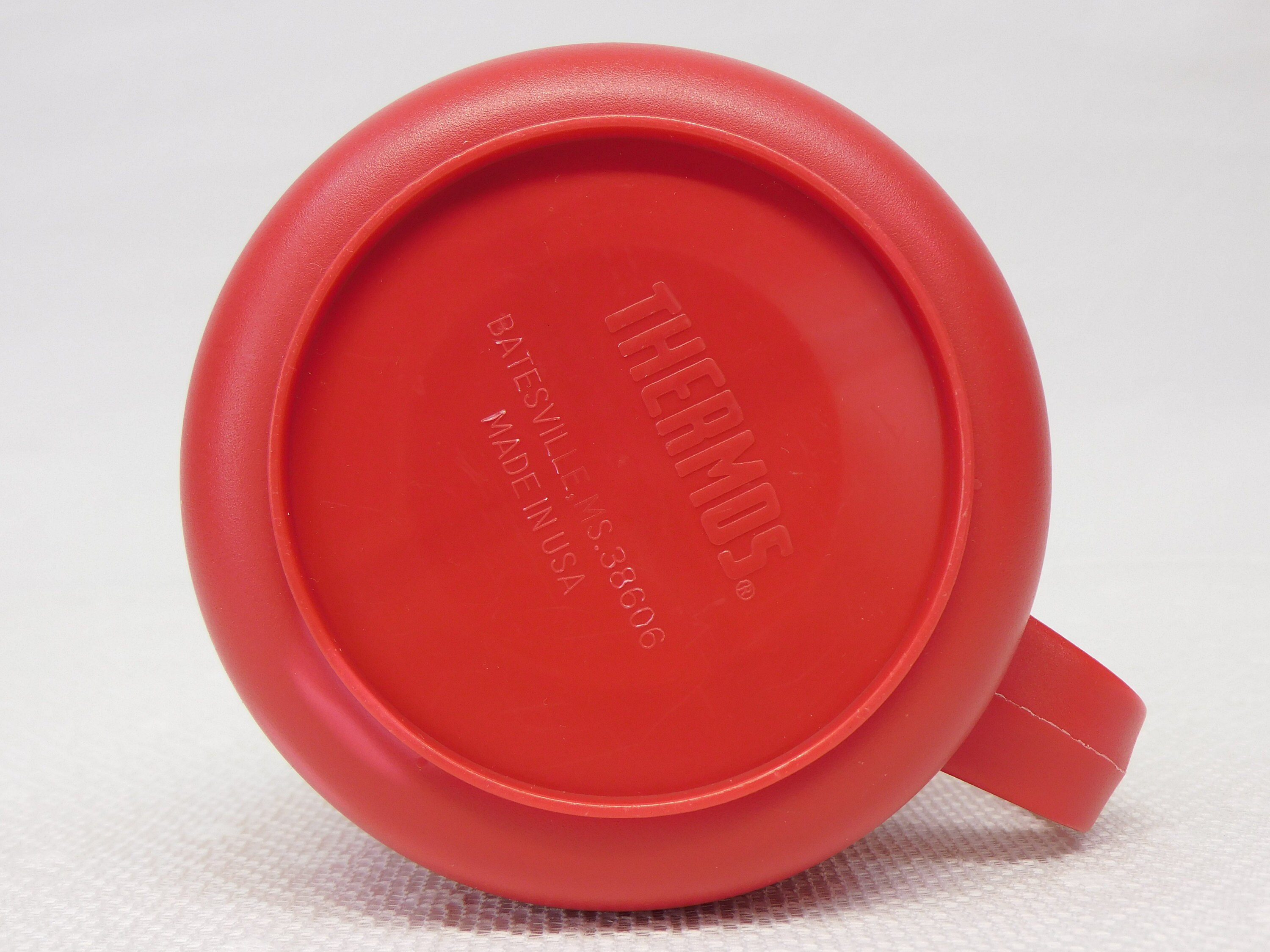Vintage Thermos Big Fat Mug Red and White Wide Bottom 12