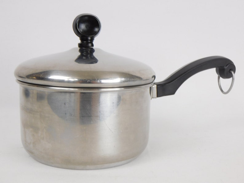 Vintage Farberware, 1 Quart Saucepan, Stainless Steel, Aluminum Clad, Cooking Pot, Yonkers NY image 1