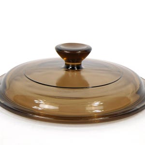 Pyrex Visions Lid P-81-C Amber/Brown 6.25&quot; — 5.5&quot; Inner Lip — Replacement Pot Cover