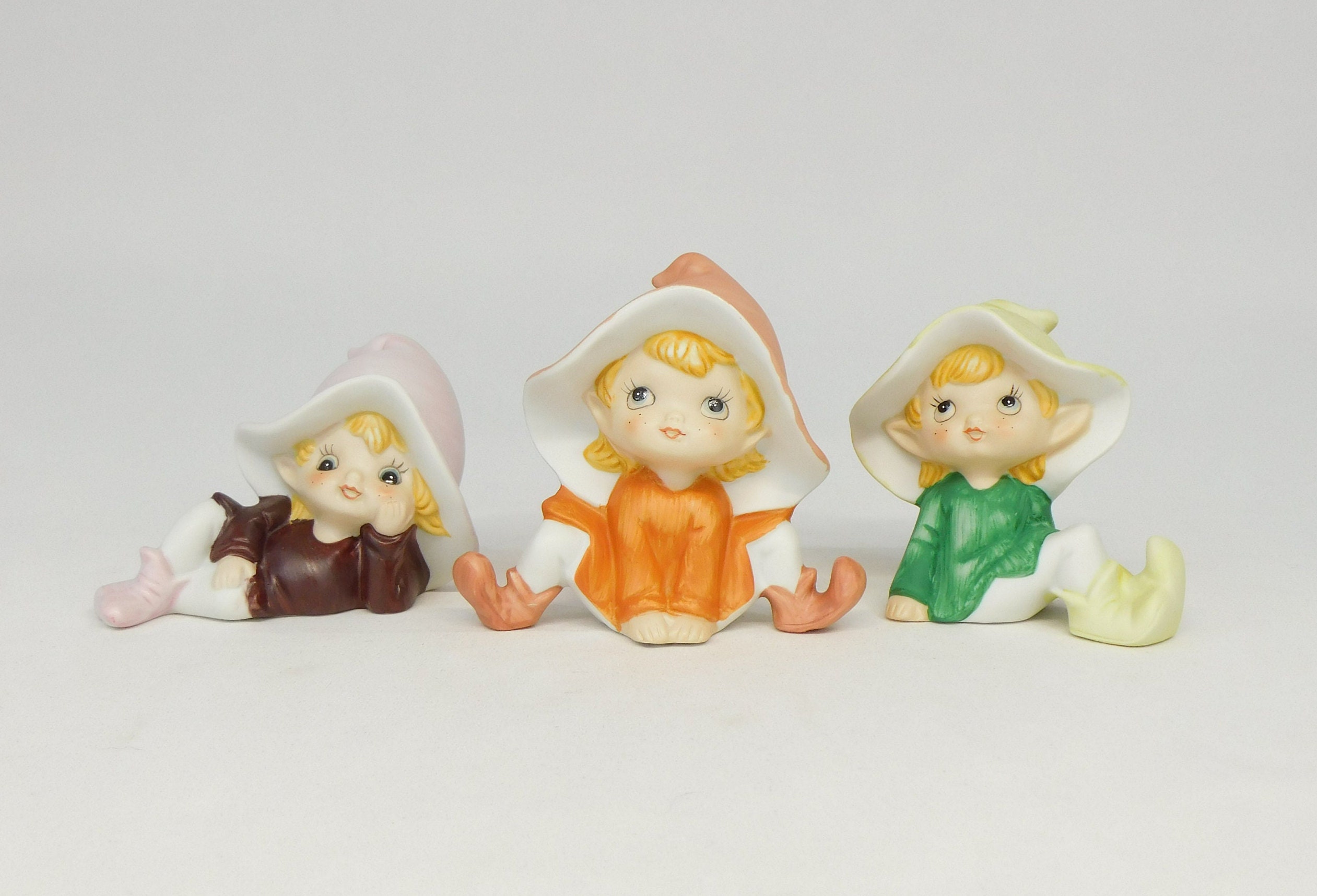 Pixie Elf Figurines, Home Interiors, HOMCO, Porcelain Elf, Item