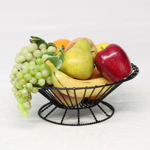 Vintage Wire Basket Twisted Black Wire Round Footed Basket
