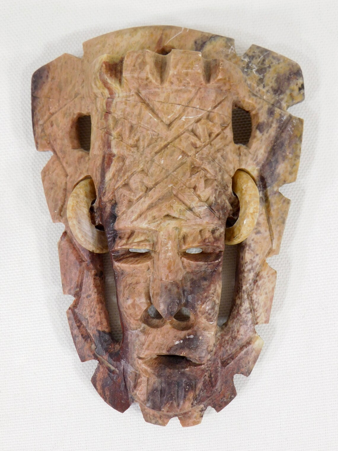 Hand Carved Soapstone Tribal Mask Wall Hanging Etsy