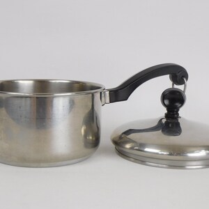 Vintage Farberware, 1 Quart Saucepan, Stainless Steel, Aluminum Clad, Cooking Pot, Yonkers NY image 2