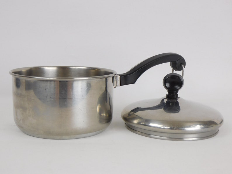 Vintage Farberware, 1 Quart Saucepan, Stainless Steel, Aluminum Clad, Cooking Pot, Yonkers NY image 2