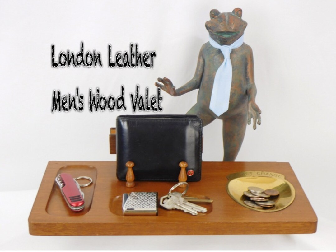London Leather Wood Valet, Dresser Valet, Men's Catch All, Wood Dresser ...