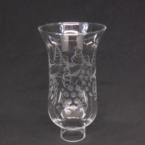 Glass Hurricane Shade, Chimney Shade, Etched Glass, Candle Shade, Replacement Shade, Oil Lamp Shade, Glass Lamp Shade, Glass Globe
