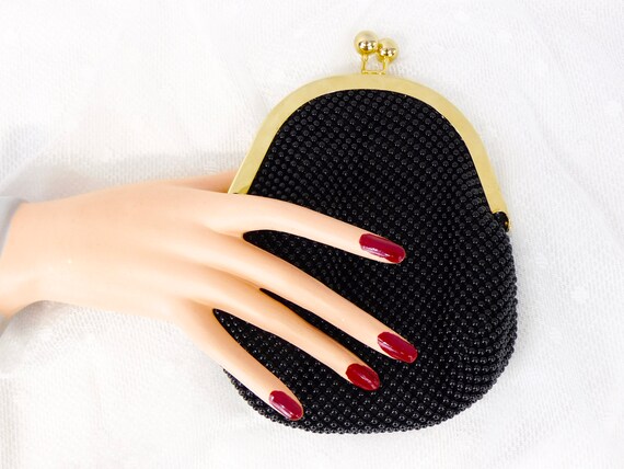 Vintage Emp Orr Black Beaded Evening Bag with Chain Strap