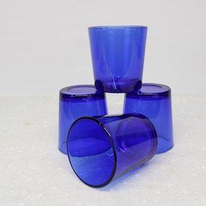 Vintage Libbey Blue Glassware Libbey Flare Cobalt Blue Glass 6&quot; Cooler or 4&quot; Old Fashioned