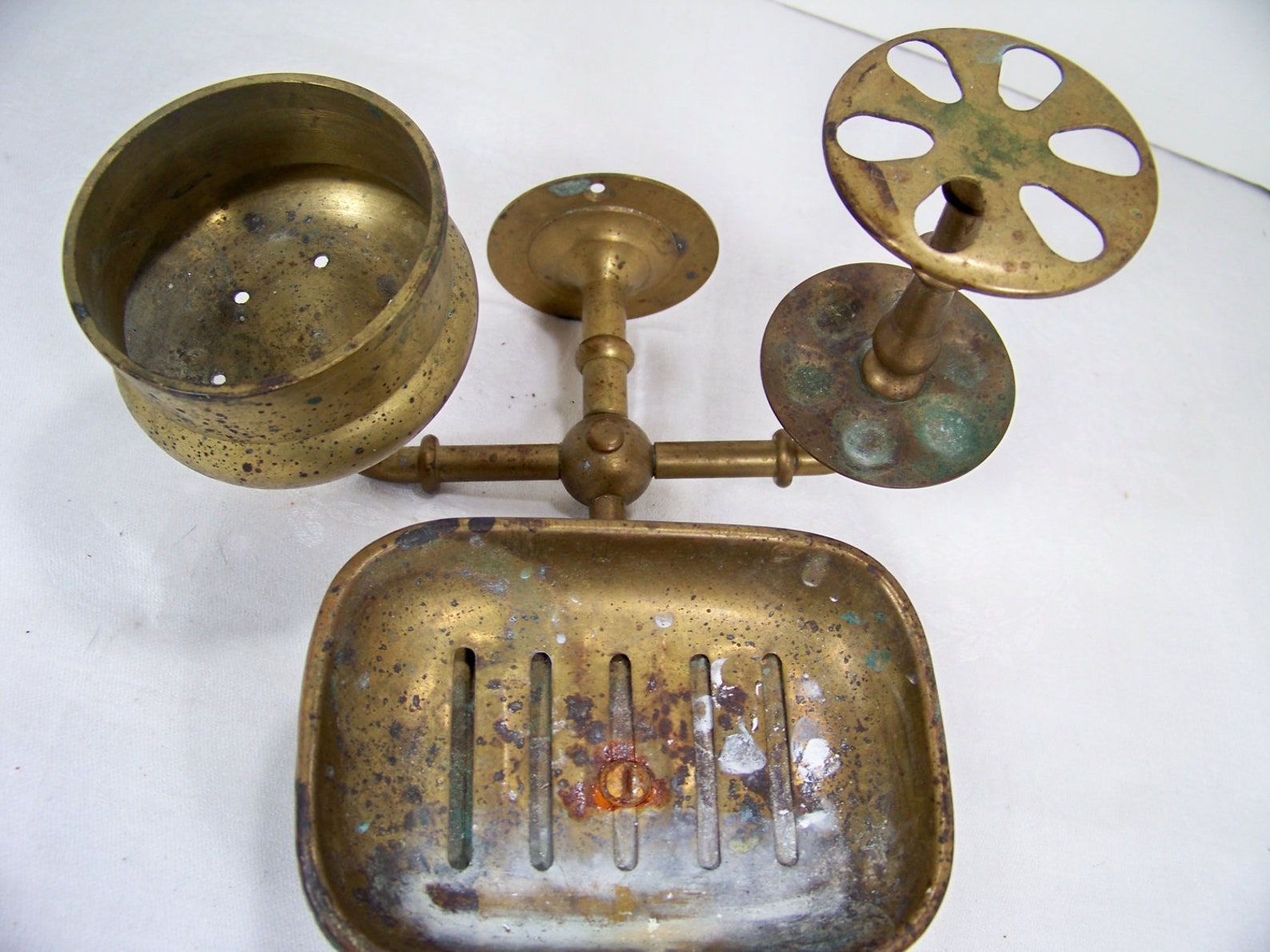 Antique Brass Bathroom Soap Cup Toothbrush Holder Etsy