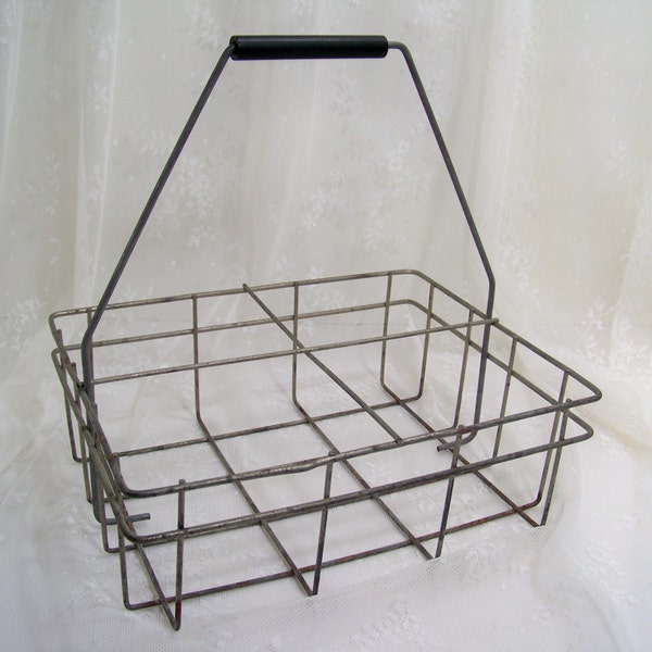 Antique Milk Bottle Carrier Wire Milk Basket