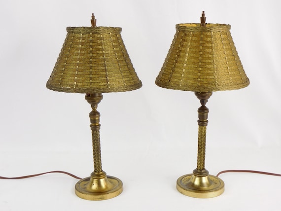 Wirecraft Table Lamp, Circa 1930s, John Vassos, Brass Table Lamp, Woven  Wire Shade, Art Deco, Industrial Table Lamp, Set of 2 -  Canada