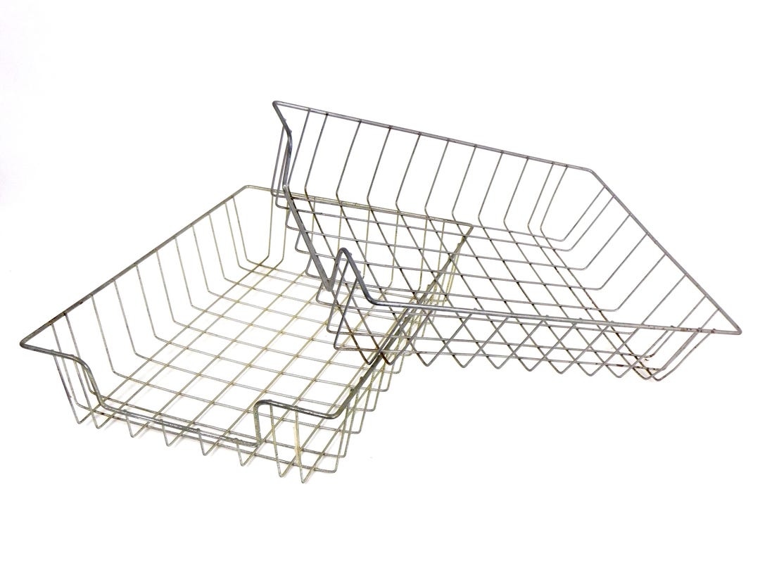 Wire File Basket, Vintage Office, Metal Paper Storage, File Holder ...