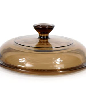 Pyrex Visions Lid V-1-C  Amber/Brown 6.5&quot; — 5.75&quot; Inner Lip — Replacement Pot Cover