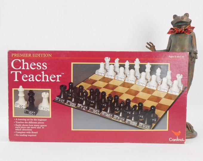 Chess Teacher Chess Learning Set Chess Teacher Board Game Etsy