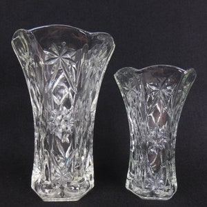 Anchor Hocking Early American Pressed Glass Vase YOUR CHOICE 10&quot; or 8 1/2&quot; Multiple Quantity Available Clear Glass Vase Wedding Decor