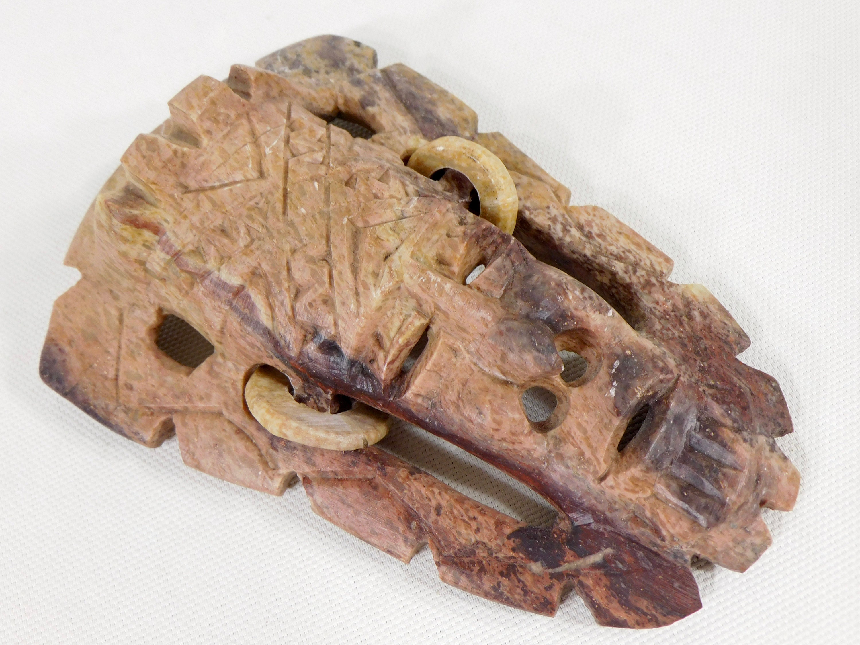 Hand Carved Soapstone Tribal Mask Wall Hanging Etsy UK