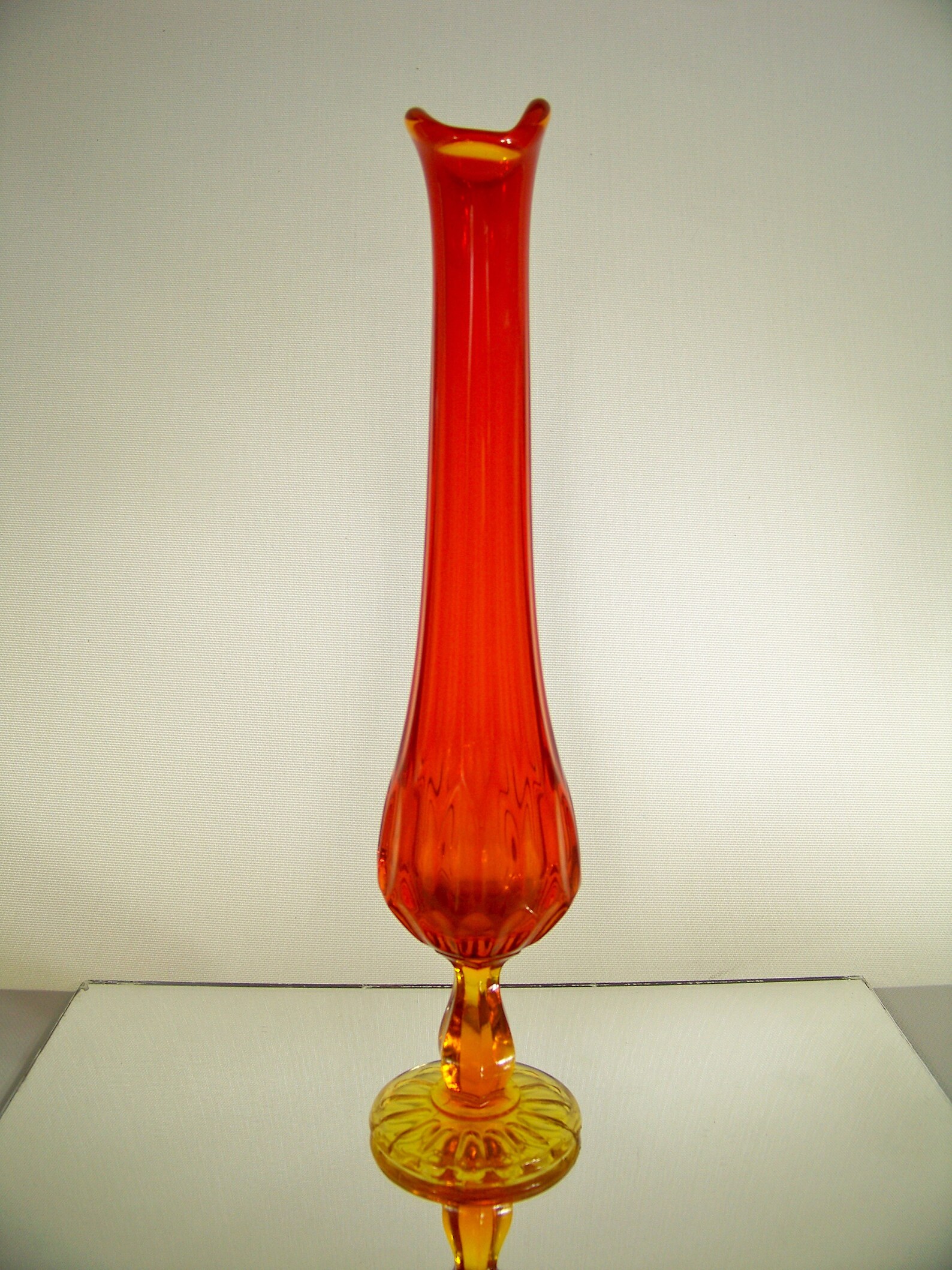 Swung Glass Vase Orange and Yellow Amberlina Glass Pedestal Etsy UK