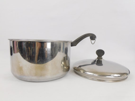 Vintage Farberware 1 Quart Stainless Steel Sauce Pan Aluminum Clad With Lid  Made in USA Collectible Cookware 