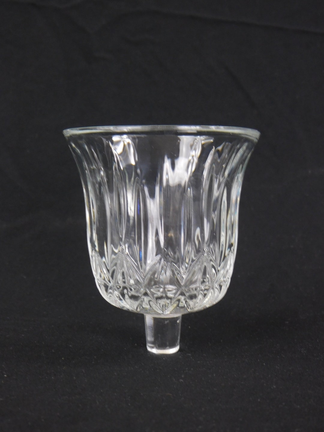 Vintage Candle Cup, Clear Glass Votive Cup, Peg Cup, Valencia Votive