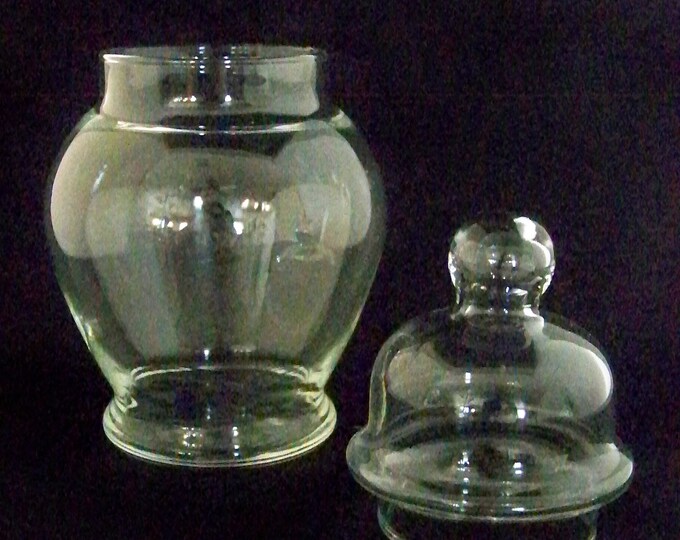 Vintage Clear Glass Ginger Jar, Apothecary Jar, Bathroom Storage, Candy