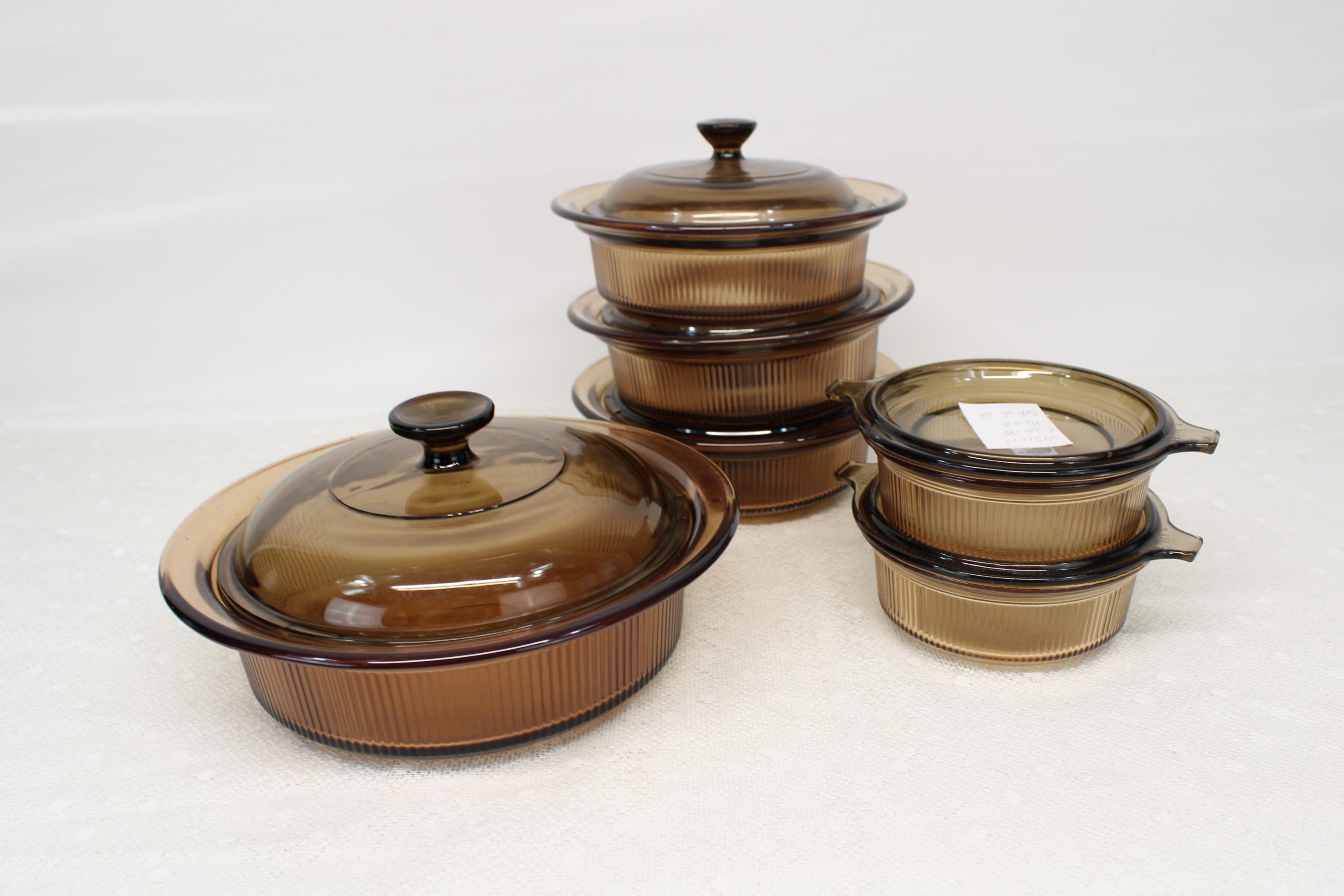 Pyrex Vision Ware Amber Casserole Dish Pyrex by Corning USA YOUR CHOICE Large Medium or pair of Small