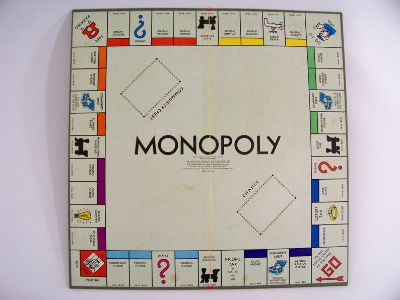 Vintage Monopoly Monopoly Board Game 1964 Big Red Box Etsy