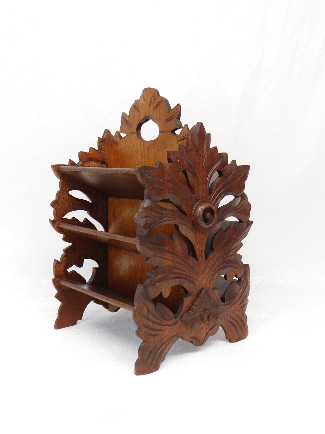 Ornate Display Rack Antique Carved Wood 3 Tier Double Side Display Rack Ornate Design ...