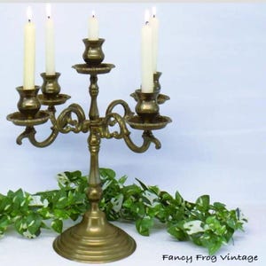 Solid Brass Candelabra Centerpiece Candleholder, Wedding Decor, Hollywood Regency, Gothic, Vintage Brass - 2 Available