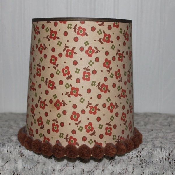 Small Floral Lamp Shade with Pom Pom Edging, Table Lamp Shade Replacement