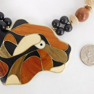 Beaded Necklace Lee Sands Wood Inlay Necklace with Matching Earrings