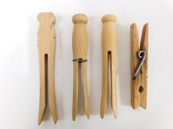 Vintage Wood Clothespins, Clothes Pins, Wooden Clips, Clothes Peg