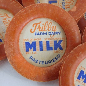 Antique Dairy Bottle Cap, Milk Bottle Cap, Trilby Farm Dairy, phone LA 8800, Collectible Dairy Cap, New Old Stock, Paper Cap