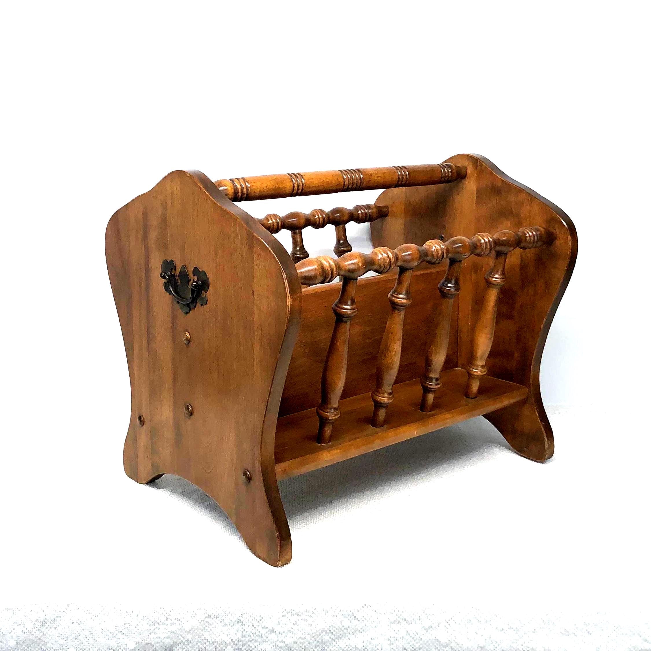 Maple Wood Magazine Rack George B Bent Co Spindle Supports