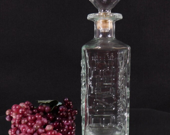 Vintage License Plate Decanter, Walker Deluxe Bourbon Bottle, 4 Sided