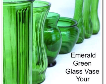 Vintage Emerald Green Glass Vertically Ribbed Bouquet Vase - Etsy