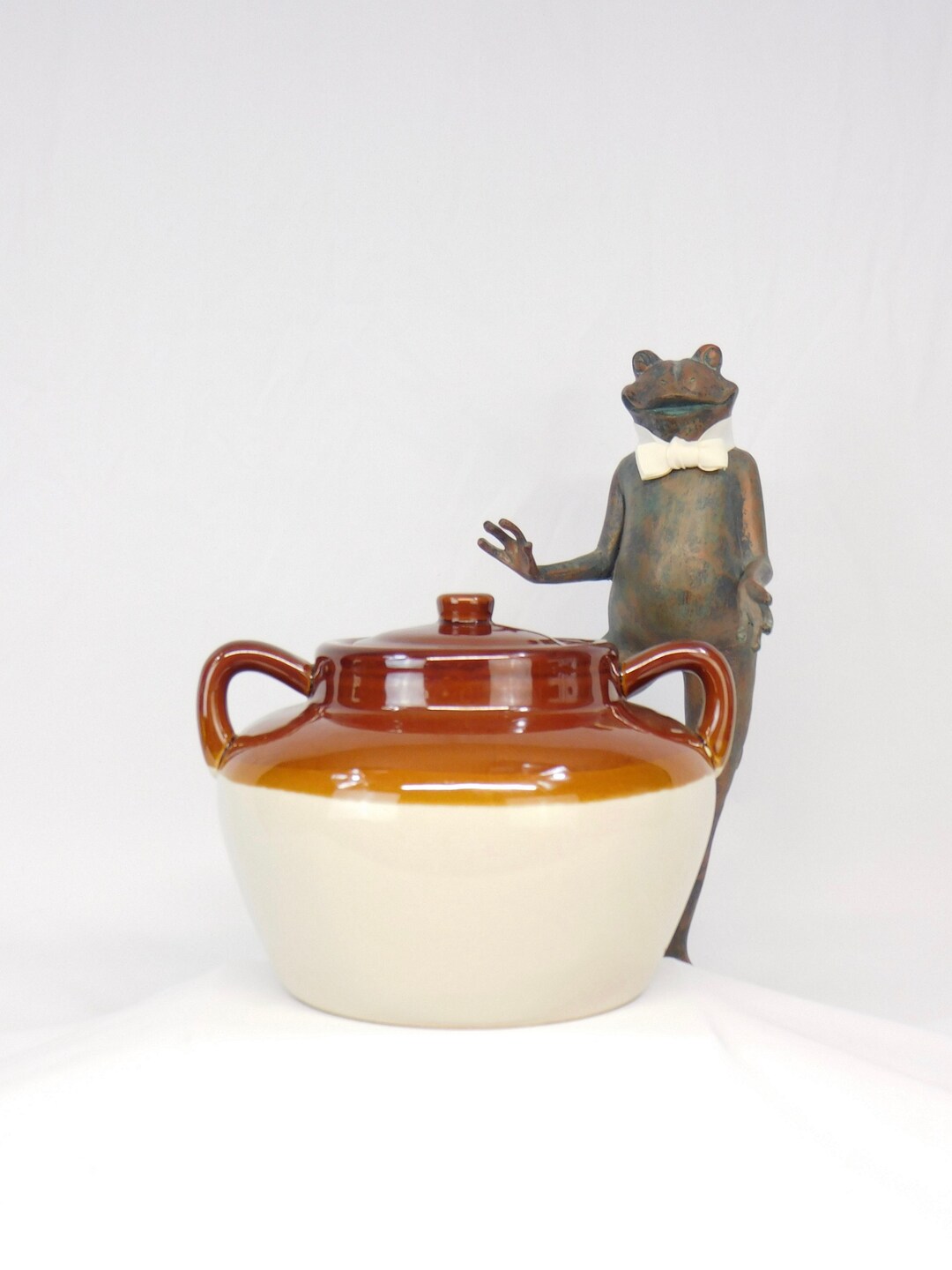 Bean Pot, Pottery Crock, Brown Glaze Pottery, Authentic Bean Pot, Oven