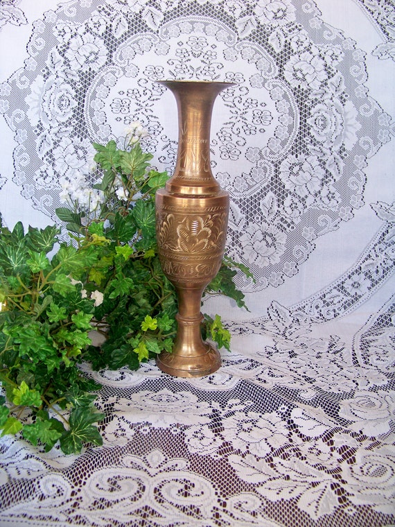 Brass Vase 14 Etched Decorative Brass Flower Vase Made in India -   Canada