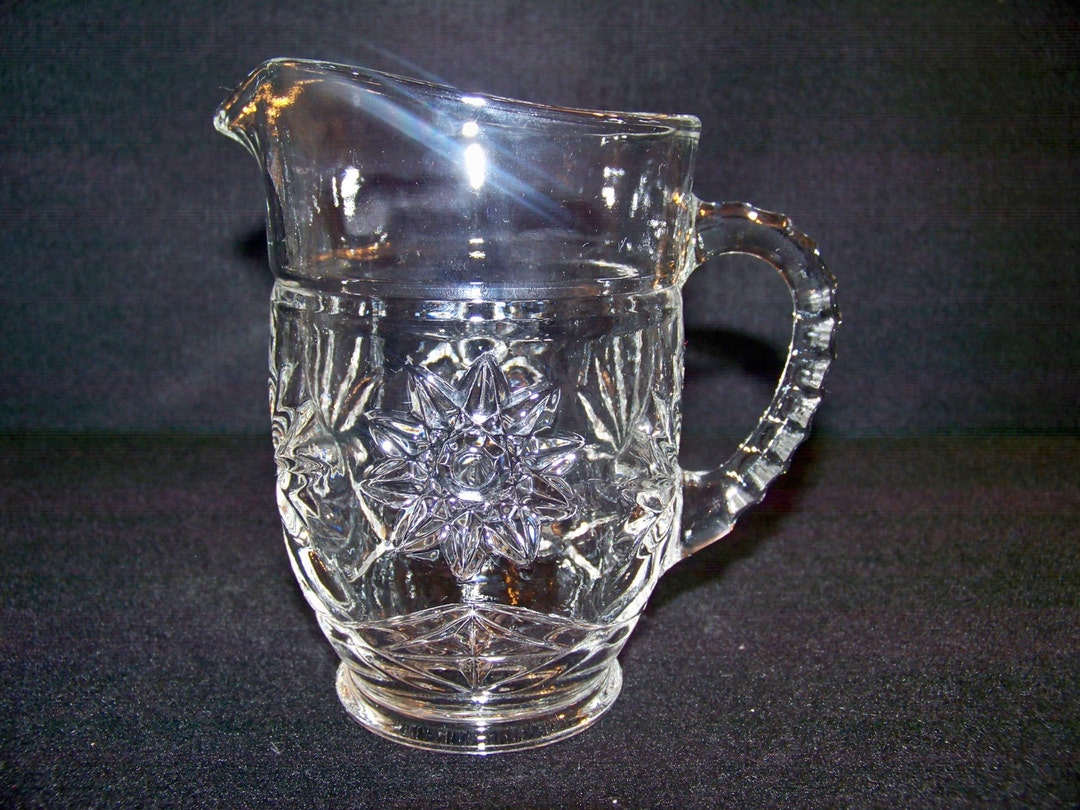 Vintage Anchor Hocking Pint Pitcher Early American Prescut Hobstar ...