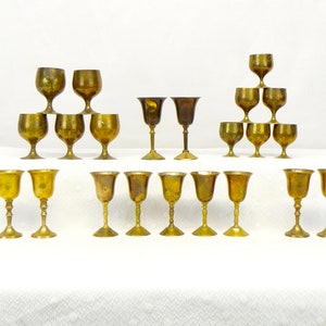 Vintage Brass Barware YOUR CHOICE Small Cordial Goblets Shot Glass Small Sherry Glass