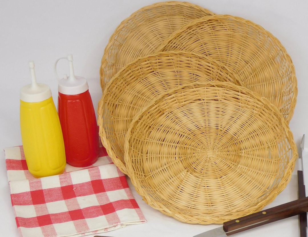 Wicker Paper Plate Holders Picnic Plate Holders Rattan Etsy