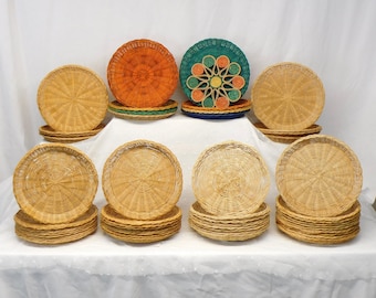 Wicker Paper Plate Holders YOUR CHOICE Picnic Plate Holders Rattan Woven Plate Support for Home, Camping, RVing or Parties