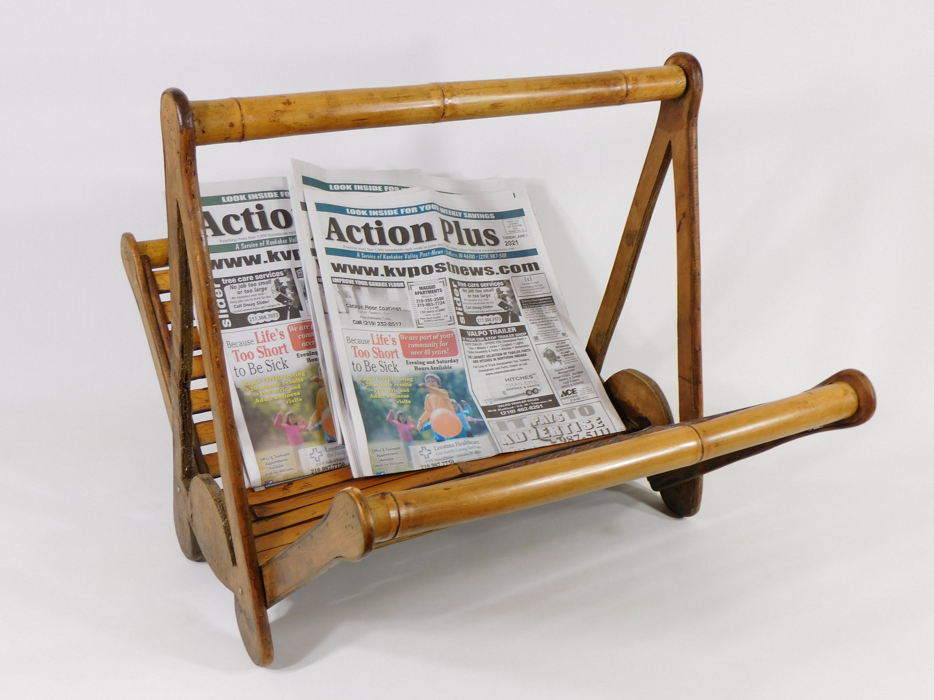 Vintage Newspaper Storage in Bamboo for sale at Pamono