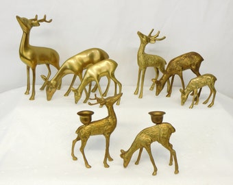 Brass Deer Statue Deer Family Deer Candleholders Brass Accents Brass Decor YOUR CHOICE