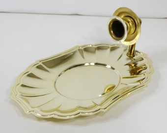 Embossed Brass Wall Sconce Pair Shell Shaped Complete with Cups